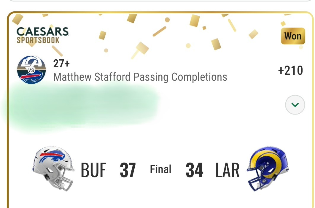 Matthew Stafford — 27+ passing completions